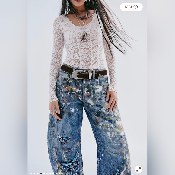 We The Free Good Luck Barrel Illusions Jeans 24 $248 - Picture 4 of 10